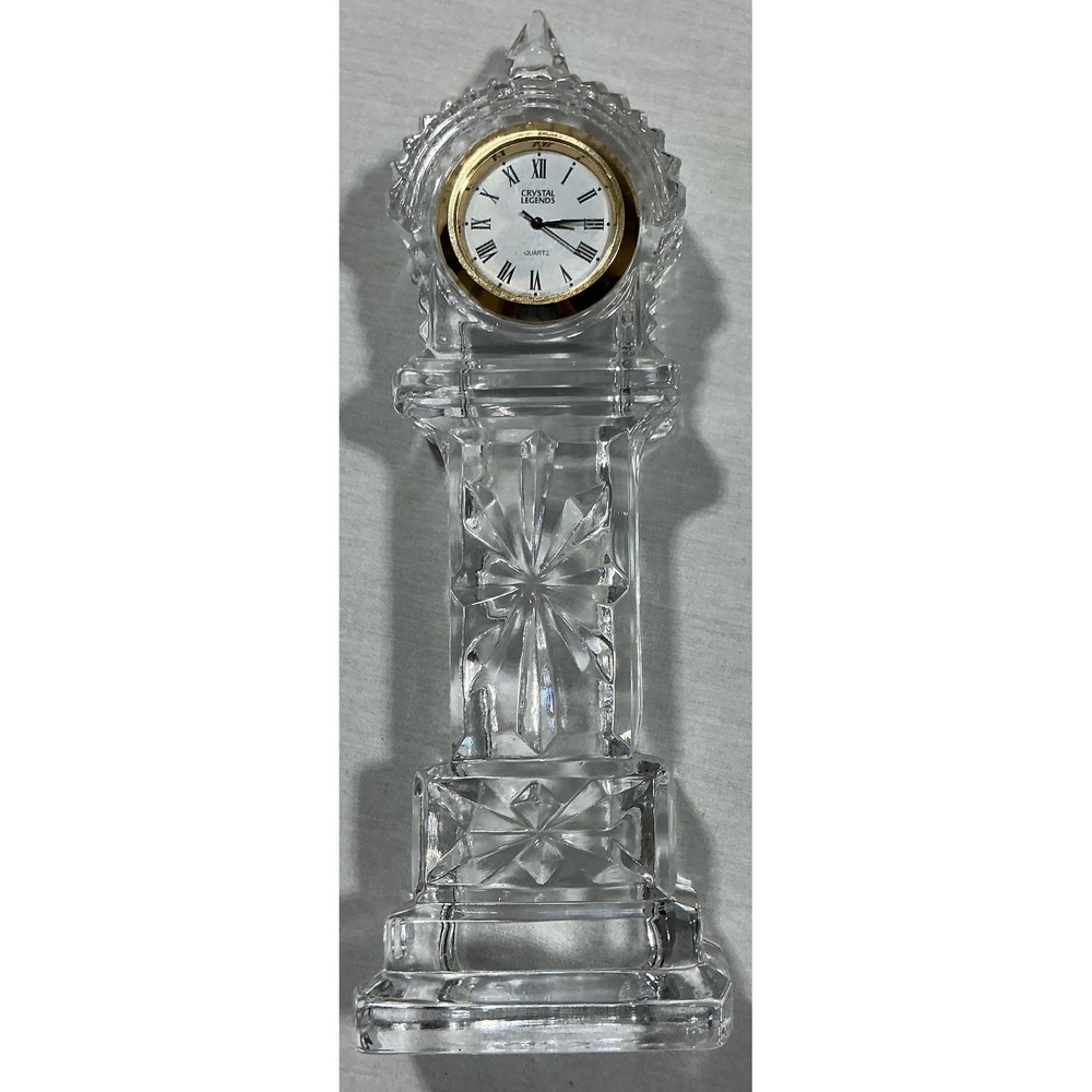 Godinger Crystal Legends Lead Crystal Grandfather Clock Quartz 8in